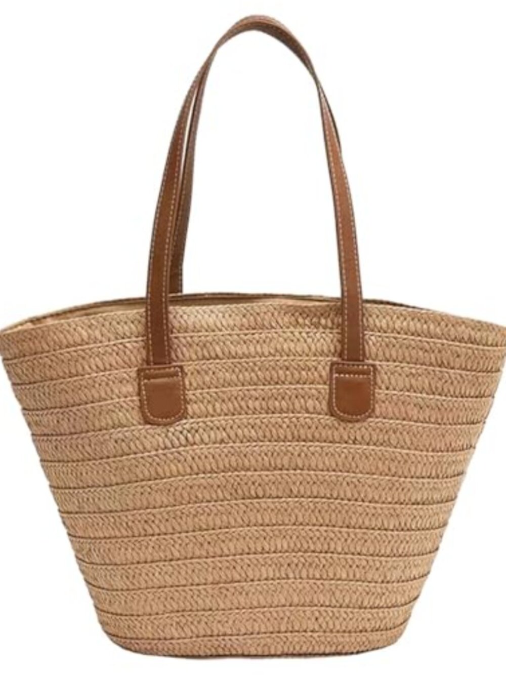 Handwoven Straw Beach Tote Bag Shoulder Summer Vacation Purse